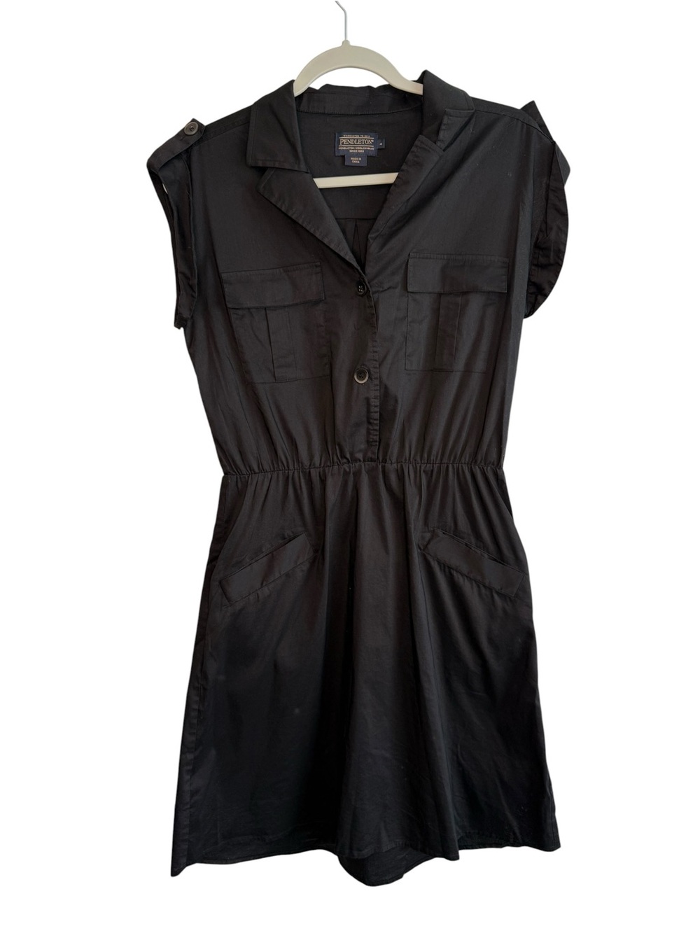 Vintage Pendleton Black Poplin Shirt Dress Size 4